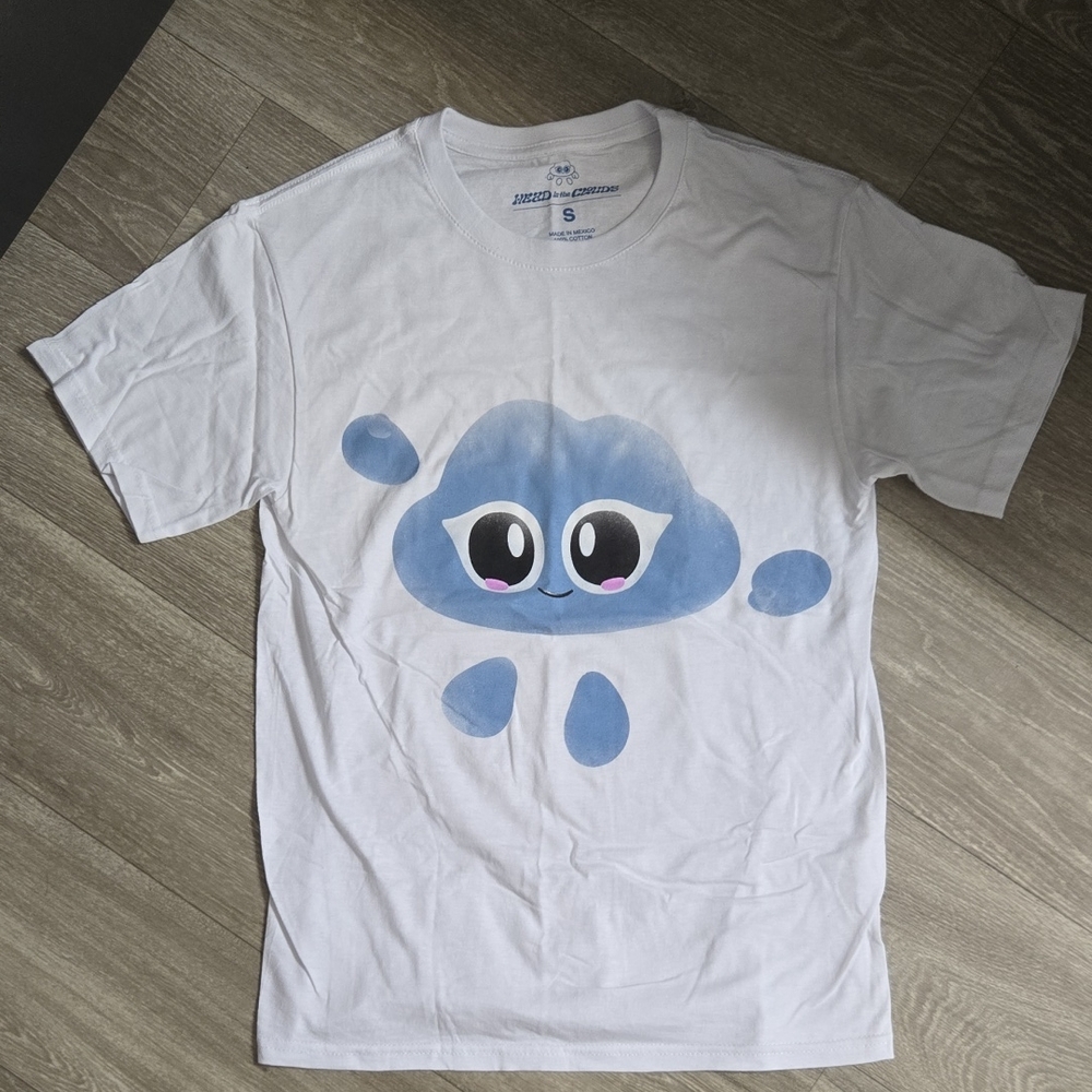 Unisex 2022 White Head In The Clouds HITC T-Shirt with Blue Cloud Graphic